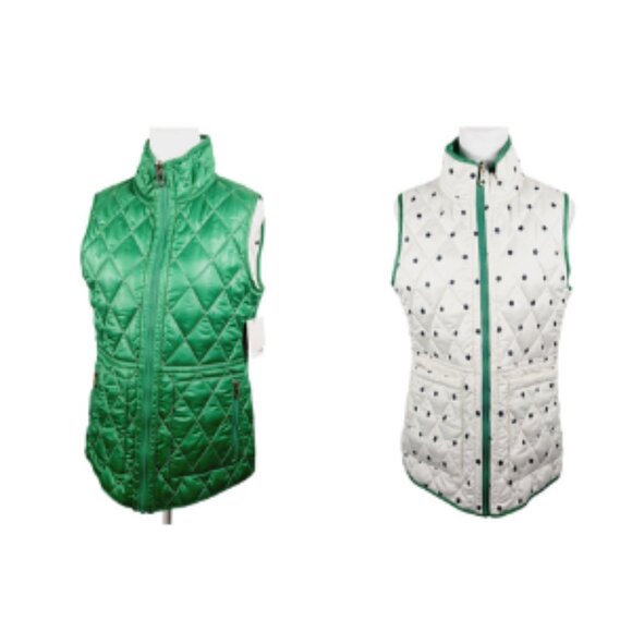 kate spade Jackets & Blazers - NWT kate spade Reversible Outerwear Vest, Green Bean/Cream Polka Dot, SZ Small,